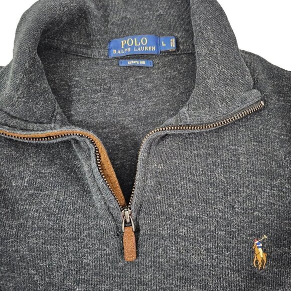 Polo Ralph Lauren Estate Rib Men's ¼ Zip 100% Cotton Pullover Sweater Size Large - Picture 9 of 16